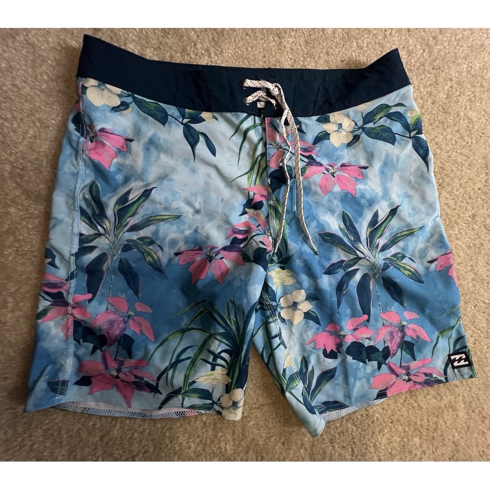 Y2K Billabong Recycler Sundays Pro Board Shorts Mens 30 Hawaiian Swim Trunk Surf
